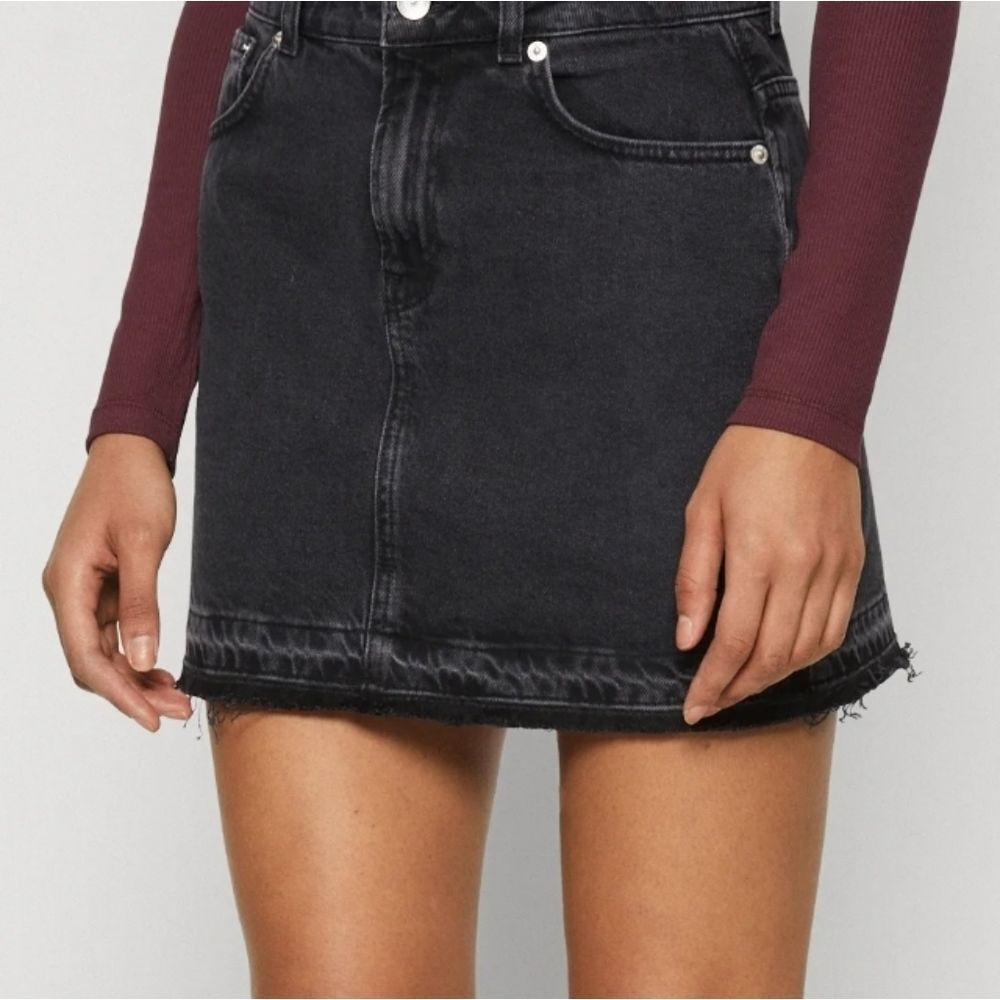 Dorothy Perkins Black Raw Hem Denim Mini Skirt